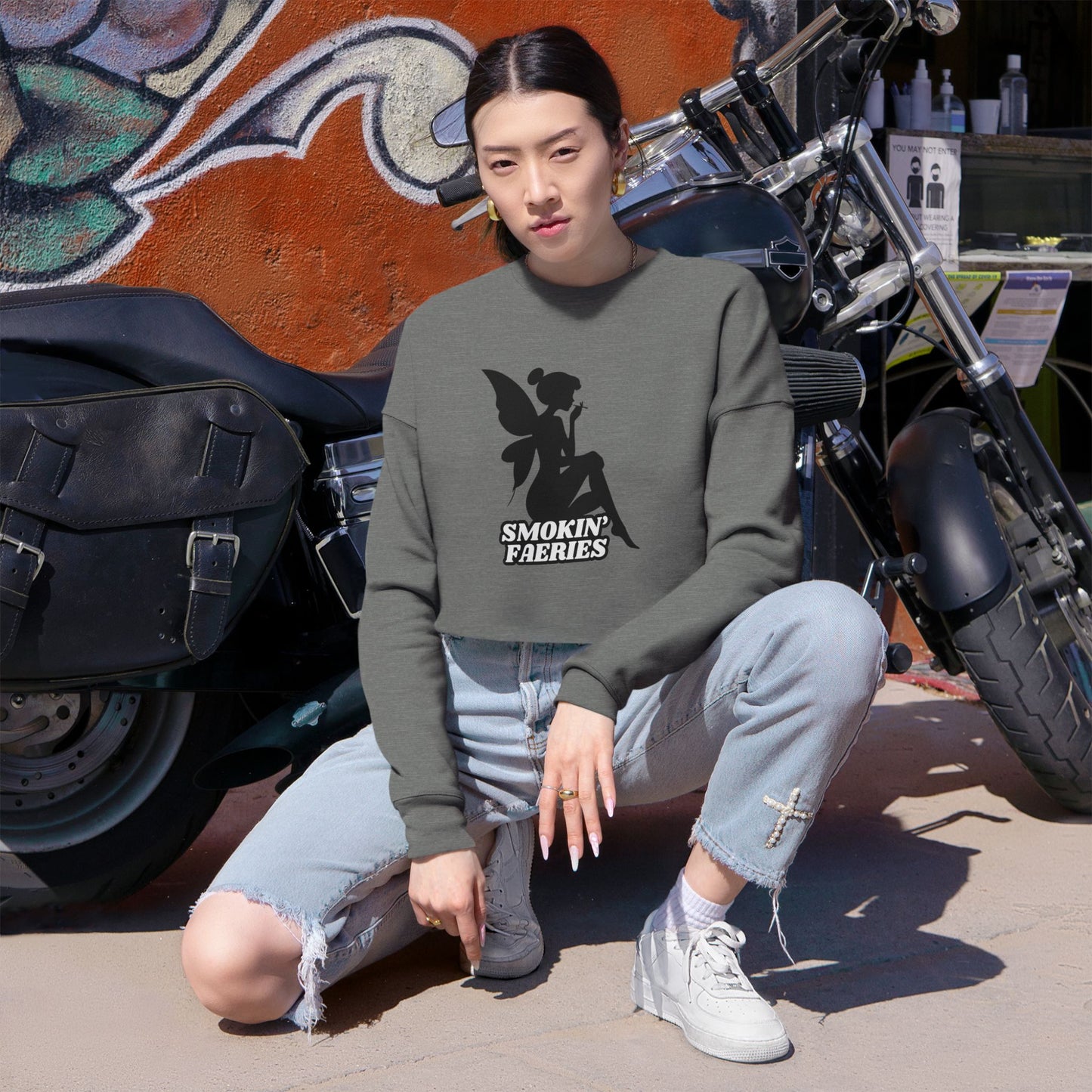 Smokin' Faeries Women's Cropped Sweatshirt